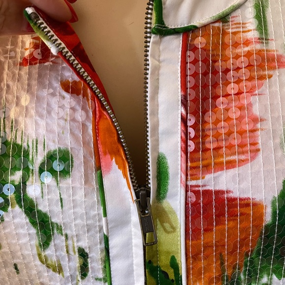 Chico’s Sequined Floral Zip Up Jacket Sz 14 NEW - Picture 2 of 8